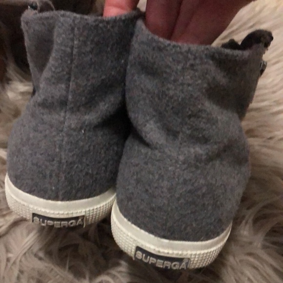Superga Wool Blend HighTops-Gray-Sz 39.5-Side Zip Details/Lace Up Front - Picture 7 of 16
